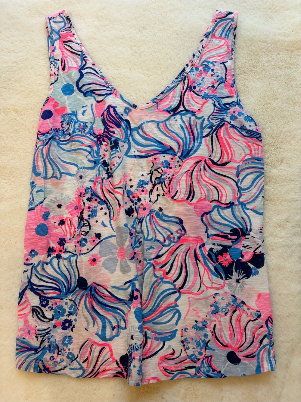 Lilly Pulitzer Pink Blue Floral Tank Top